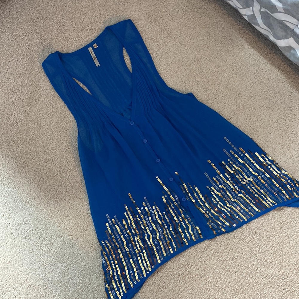 Petticoat Alley blue sheer tank
